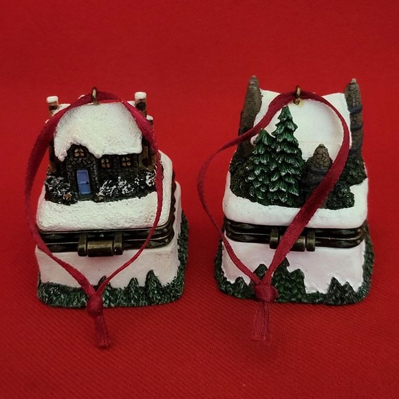 Thomas Kincade Christmas Mini Trinket Box Christmas Ornament Set of 2 - Picture 7 of 11